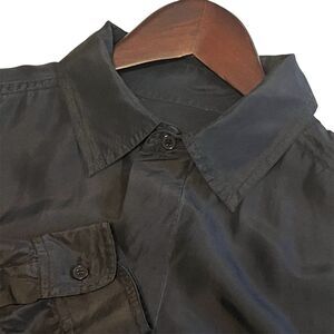 Vintage Goouch Mens Button Up 100% Silk Shirt Size L Long Sleeve 90's